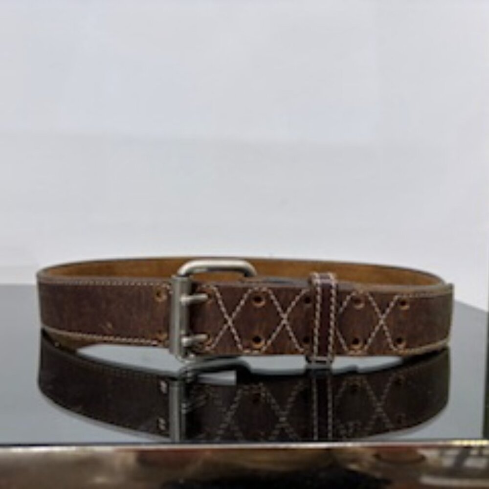 EUC Roots leather belt brown sz